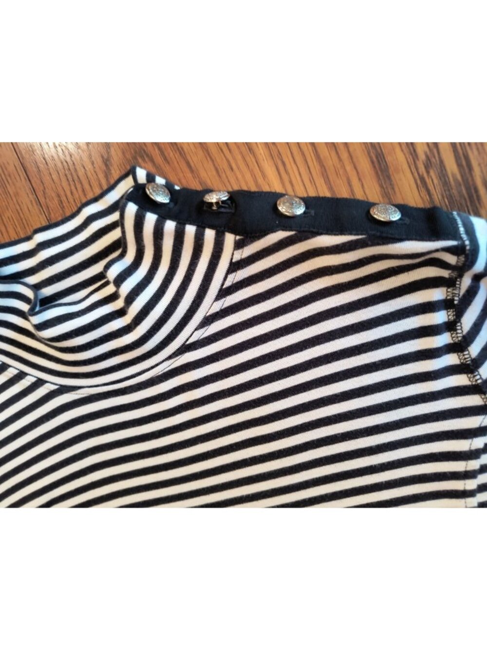 Tommy Hilfiger Womens Striped Mock Neck Long Sleeve Cotton Top XL Black & White - Picture 5 of 7
